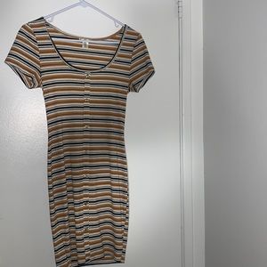 Stripped Mustard Dress Bozzolo